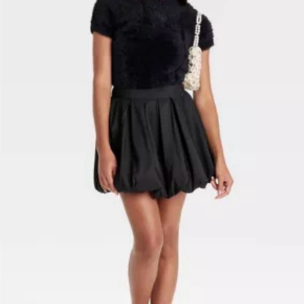 a new day Black Bubble hem Skirt